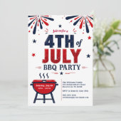 Invitation moderne pour une fête de barbecue du 4  (Debout devant)