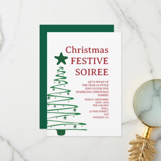 Invitation moderne pour une fête de Noël (Devant/Arrière en situation)