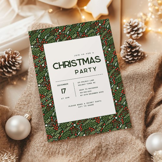 Invitation moderne pour une fête de Noël au thème