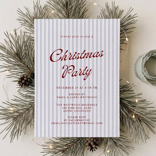 Invitation moderne pour une fête de Noël avec des
