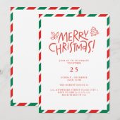 Invitation moderne pour une fête de Noël joyeuse D (Devant / Derrière)