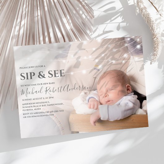 Invitation moderne pour une fête Sip And See