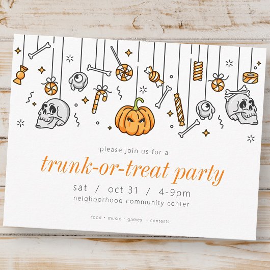 Invitation moderne pour une fête Trunk or Treat Ha