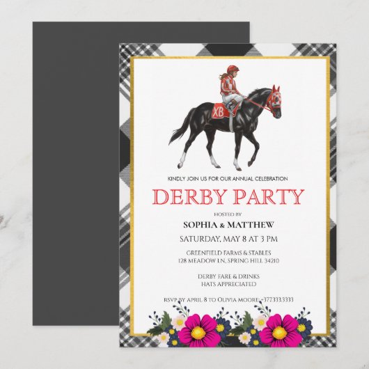 Invitation moderne pour une soirée Derby de course (Devant / Derrière)