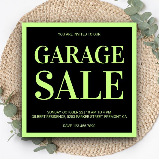 Invitation moderne pour vente de garage