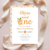 Invitation Moderne premier anniversaire doux orange citrus