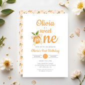 Invitation Moderne premier anniversaire doux orange citrus