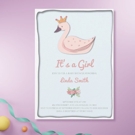 Invitation Moderne Princess Swan C'est un Baby shower de fill