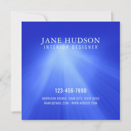 Invitation Moderne Propre Élégant Design Bleu Plaine Luxueux (Dos)