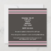 Invitation moderne propre gris rose pour bébé fill (Dos)