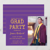 Invitation Moderne Purple Et Gold Graduation 2025 Party (Devant / Derrière)