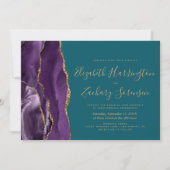 Invitation Moderne Purple Gold Agate Mariage Turquoise (Devant)