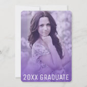Invitation Moderne Purple Graduation Party Graduate Photo (Dos)