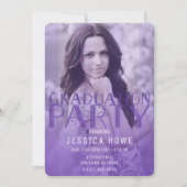 Invitation Moderne Purple Graduation Party Graduate Photo (Devant)