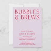 Invitation Moderne Purple & Magenta Bubbles & Brews Fiançaill (Devant)