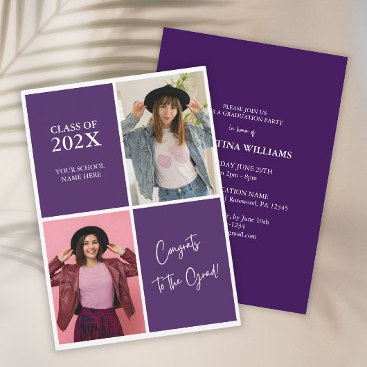 Invitation Moderne Purple Photo Graduation 2025