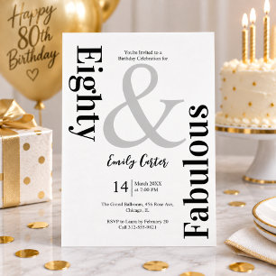 Invitation Moderne Quatre-Vingts & Fantastique Typographie Fê