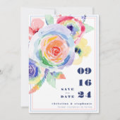 Invitation Moderne Rainbow Floral LGBTQ Mariage Enregistrer l (Devant)