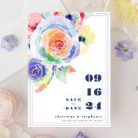 Moderne Rainbow Floral LGBTQ Mariage Enregistrer l