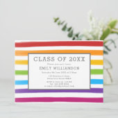 Invitation Moderne Rainbow Stripes Watercolor Party (Debout devant)