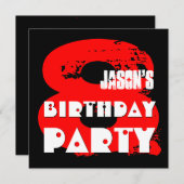 Invitation Moderne RED 8e fête d'anniversaire 8 ans V11A (Devant / Derrière)