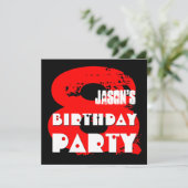 Invitation Moderne RED 8e fête d'anniversaire 8 ans V11A (Debout devant)