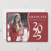 Invitation Moderne Red Grad Photo Graduation 2025 (Devant)