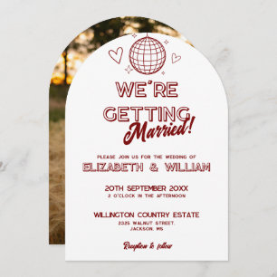 Invitation Moderne Red Retro Disco Mariage Super Photo