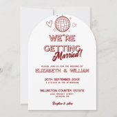 Invitation Moderne Red Retro Disco Mariage Super Photo (Devant)