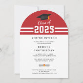 Invitation Moderne Red White Grad Photo Graduation 2025 Party (Dos)