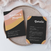 Invitation Moderne rétro 70's Rainbow Dark All In One Mariage