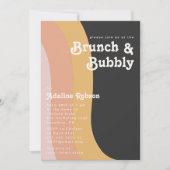 Invitation Moderne Retro 70's Rainbow Dark Brunch et Bubbly (Devant)