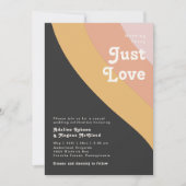 Invitation Moderne Retro 70's Rainbow Dark Just Love Mariage (Devant)
