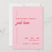 Invitation Moderne Retro 70's rose & rouge Juste Amour Mariag (Devant)