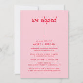 Invitation Moderne Retro 70's rose & rouge Juste Amour Mariag (Dos)