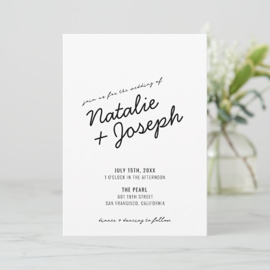 Invitation Moderne Retro amusant WhimssScript Mariage Invitat (Debout devant)