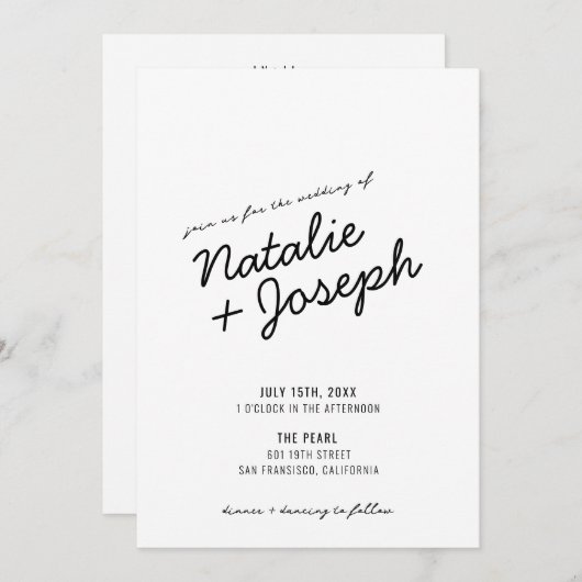 Invitation Moderne Retro amusant WhimssScript Mariage Invitat (Devant / Derrière)