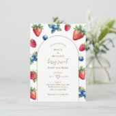 Invitation Moderne Retro Aquarelle Berry Baby shower doux (Debout devant)