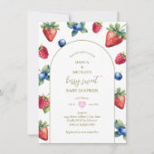Invitation Moderne Retro Aquarelle Berry Baby shower doux (Devant)