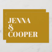 Invitation Moderne Retro Bold Type Goldenrod & Linen Mariage (Devant / Derrière)