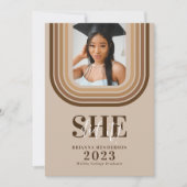 Invitation Moderne Retro Brown et Neutre Graduation (Devant)