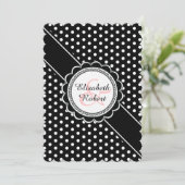 Invitation Moderne Retro Chic noir et blanc Polka Dot (Debout devant)