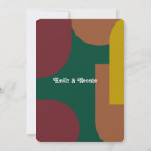 Invitation Moderne Retro coloré Artiste Abstrait Mariage (Dos)
