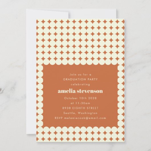 Invitation Moderne Rétro en terre cuite Points Graduation Par (Devant)