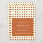 Invitation Moderne Rétro en terre cuite Points Graduation Par (Devant / Derrière)
