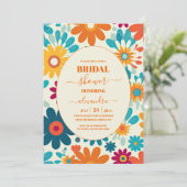 Invitation Moderne Rétro Fête de Mariage aux Fleurs de Daisy (Debout devant)