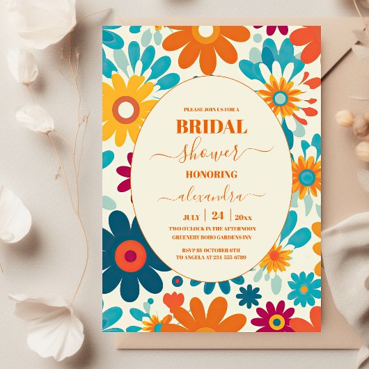 Invitation Moderne Rétro Fête de Mariage aux Fleurs de Daisy