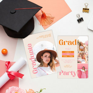 Invitation Moderne Retro Graduate Photo Party Grad