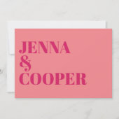 Invitation Moderne Retro Gras Type Rose & Magenta Mariage (Devant)