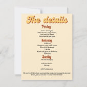 Invitation Moderne Retro les années 70 week-end bachelorte en (Dos)